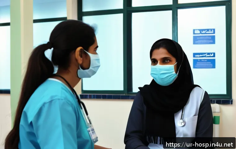 종합병원에서의 예방접종 팁 - A calm and clean vaccination clinic room in a Pakistani hospital setting, with bright natural light ...